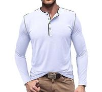 RQPYQF Maglietta da Uomo Manica Lunghe Casuale Henley Shirt Uomo t Shirt Vintage Uomo CS05 Taglia S-XXL (Bianco, M)