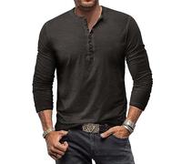RQPYQF Maglietta da Uomo Manica Lunghe Casuale Henley Shirt Uomo t Shirt Vintage Uomo CS07 Taglia S-XXL (Grigio Scuro, M)
