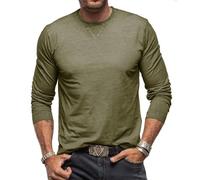 RQPYQF Maglietta da Uomo Manica Lunghe Casuale Henley T-Shirt Maglie a Manica Lunga Leggera Top vestibilità Regolare CS34 (Verde Chiaro, XL)
