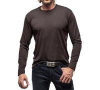 RQPYQF Maglietta da Uomo Manica Lunghe Casuale T-Shirt Maglie a Manica Lunga Leggera Top vestibilità Regolare CS39 (Marrone, S)