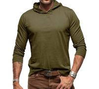 RQPYQF Maglietta da Uomo Manica Lunghe Casuale T-Shirt Maglie a Manica Lunga Leggera Top vestibilità Regolare CS42 (Verde Militare, XL)
