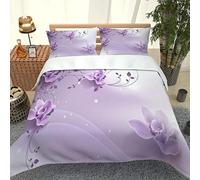 RQXRTR Set Biancheria da Letto Matrimoniale 3 Pezzi 3D Stampa Set Copripiumino in Microfibra Fiori Viola da Sogno 260X240cm Copripiumini da Letto Matrimoniali con Cerniera E 2 Federe 50X80cm