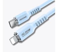 RR CUSTOMS BAD BOYS Cavo di ricarica ad alta potenza 20 W, silicone liquido, da USB-C a Lightning, compatibile con iPhone. Velocità di trasferimento dati (azzurro)