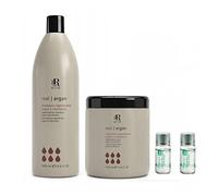RR Set maschera capelli ristrutturante e Shampoo PROFESSIONALE capelli con argan e cheratina per capelli idrata e rigenera, trattamento capelli danneggiati professionale + 2 fiale ristrutturanti