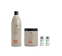 RR Set Shampoo PROFESSIONALE capelli e Maschera Capelli Ristrutturante con Macadamia e Collagene nutre e ammorbidisce, per capelli danneggiati e indisciplinati, + 2 fiale ristrutturanti OMAGGIO