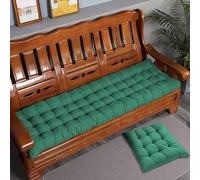 Rr tianshi Cuscino di panchina di Cotone Spesso 8cm 2/3 posti, Cuscini di panchina Spessi del Sedile del sofà Cuscino Lungo del Sedile per la casa/Giardino/abitazione/Porta (110X40CM,Verde Scuro)