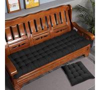 Rr tianshi Cuscino di panchina di Cotone Spesso 8cm 2/3 posti, Cuscini di panchina Spessi del Sedile del sofà Cuscino Lungo del Sedile per la casa/Giardino/abitazione/Porta (140X40CM,Nero)