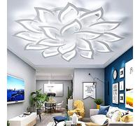 RRBEST Moderno LED Plafoniera,Lampadario E Minimalista Dimmerabile con Telecomando,Elegante Creativo Forma di Fiore Lampada da Soffitto Acrilico Paralume in Alluminio (6000K,120CM)