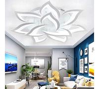 RRBEST Moderno LED Plafoniera,Lampadario E Minimalista Dimmerabile con Telecomando,Elegante Creativo Forma di Fiore Lampada da Soffitto Acrilico Paralume in Alluminio (6000K,85CM)