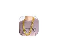 Rrdaily Collana girocollo in plastica spessa per uomo, in oro 14 carati, con catena lunga esagerata, collana punk anni '80 e '90, rapper hip hop, Large, Zinco, Nessuna pietra preziosa