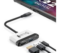 RREAKA Switch2 TV Dock for Nintendo Switch 1&2, 3 in 1 Switch Adattatore TV con HDMI 4K, USB 3.0, tipo C 100 W di ricarica, switch portatile, docking station Travel, per Samsung Dex S24, MacBook