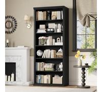 Rresyet Libreria e libreria, altezza 71,1 cm, con design elegante, 6 ripiani spaziosi, organizer per libri autoportante, scaffale per biblioteca per casa, ufficio, soggiorno e sala studio
