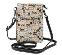 RRhgipp Borsa a tracolla per telefono con impronte di ossa di cane da donna piccola borsa a tracolla in pelle PU borsa a tracolla borsa per telefono cellulare