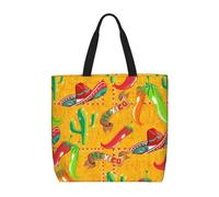 RRhgipp Borsa di tela con cappello di cactus e peperoncino borsa di tela Tote Bags Borsa per la spesa in tessuto Borse pieghevoli per la borsa della spesa