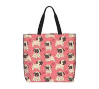 RRhgipp Borsa di tela di canapa del cane del carlino Borse di Tote Bag del panno della borsa della spesa del tessuto borse pieghevoli per la borsa