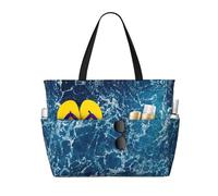RRhgipp Borsa tote in tela a tema oceano tropicale spiaggia tasca esterna borsa della spesa superiore chiusura con cerniera essenziale quotidiana
