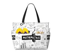 RRhgipp Borsa tote in tela con stampa matematica, tasca esterna, borsa per la spesa, chiusura superiore con cerniera, essenziale per tutti i giorni