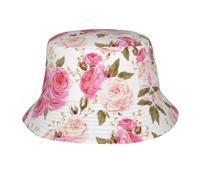RRhgipp Cappello a secchiello con fiori di rosa, cappello da sole, primavera, spiaggia, golf, pesca, divertimento, vacanze all'aperto, uomini e donne, cappello da sole, escursionismo, nero