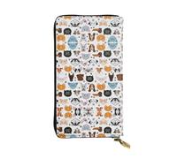 RRhgipp Cartone animato gatto e cane portafogli da donna blocco RFID in pelle lunga donna titolare della carta telefono signora borsa da viaggio regali
