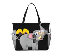 RRhgipp Cartoon Elephant Canvas Tote Bag Tasca Esterna Borsa della spesa Top Chiusura con Cerniera Essenziale Quotidiano