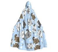 RRhgipp Cincillà blu e luna mantello con cappuccio lungo mantello triste mietitore vampiro strega carnevale Halloween mago costume 147,3 cm