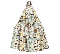 RRhgipp Coffee And Sweets Sugar Chocolate Mantello con cappuccio unisex lungo mantello con cappuccio mantello da vampiro strega costume regalo 150 cm