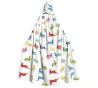 RRhgipp Conigli in diverse pose che saltano in esecuzione mantello con cappuccio lungo mantello triste mietitore vampiro strega carnevale Halloween mago costume 147,3 cm
