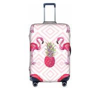 Rrhgipp Copertura protettiva per valigia, lavabile, con fenicottero rosa e ananas, copertura elastica da viaggio, bianco, S