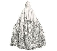RRhgipp Costume da strega con cappuccio, mantello lungo con cappuccio per erbe floreali, costume da strega, carnevale, Halloween, 147,3 cm