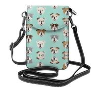 RRhgipp Divertente borsa a tracolla per telefono con bulldog inglese da donna piccola borsa a tracolla in pelle PU borsa a tracolla borsa per telefono cellulare