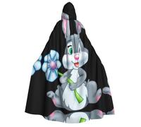 RRhgipp Divertente mantello con cappuccio da coniglio pasquale unisex, lungo mantello con cappuccio, mantello da vampiro da strega, 150 cm
