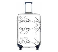 Rrhgipp Enjoy Life - Copertura per bagagli con testo nero scritto a mano, lavabile, copertura elastica da viaggio, bianco, M