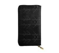 RRhgipp Enjoy Life - Portafogli da donna con testo nero scritto a mano, blocco RFID, in pelle, lungo, porta carte da donna, porta carte da viaggio, idea regalo
