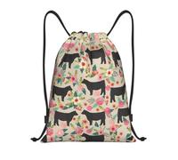 RRhgipp Flower Cow Farm Zaino con coulisse Sport Palestra Sackpack Tasca Impermeabile String Bag Donne Uomini Scuola, Nero , M, Classico