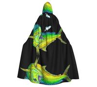 RRhgipp Green Fish mantello con cappuccio lungo mantello triste mietitore vampiro strega carnevale Halloween mago costume 147,3 cm