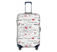 Rrhgipp I Love You Parole con Cuori Copertura Bagagli Protettiva Lavabile Copertura di Viaggio Elastico Copertura Valigie Protector, bianco, L
