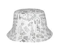 RRhgipp Instruments Performers Notes and Little Birds Bucket Hat Sun Hat Spring Beach Golf Fishing Fun Outdoor Vacation Men Women Sun Cap Escursionismo Nero