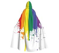 RRhgipp Mantello con cappuccio a righe colorate mantello lungo mantello triste mietitore vampiro strega carnevale Halloween mago costume 147,3 cm