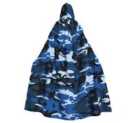 RRhgipp Mantello con cappuccio blu mimetico lungo mantello triste mietitore vampiro strega carnevale Halloween mago costume 147,3 cm