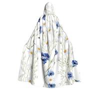 RRhgipp Mantello con cappuccio con fiori selvatici e fiordalisi margherite mantello lungo mantello triste mietitore vampiro strega carnevale Halloween mago costume 147,3 cm