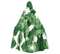 RRhgipp Mantello con cappuccio con foglie di palma verde carino mantello lungo mantello triste mietitore vampiro strega carnevale Halloween mago costume 147,3 cm