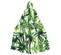 RRhgipp Mantello con cappuccio con foglie verdi di palma mantello lungo da strega vampiro mietitore strega carnevale Halloween costume da mago 147,3 cm