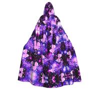 RRhgipp Mantello con cappuccio con stampa a farfalla viola carino mantello lungo mantello triste mietitore vampiro strega carnevale Halloween mago costume 147,3 cm