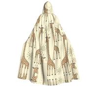 RRhgipp Mantello con cappuccio da giraffa disegnato a mano, unisex, lungo, mantello da vampiro, strega, costume da strega, 150 cm