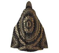 RRhgipp Mantello con cappuccio mandala, mantello lungo da strega, vampiro, strega, carnevale, Halloween, costume da mago, 147,3 cm