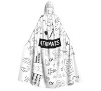 RRhgipp Mantello con cappuccio per adulti con stampa matematica, unisex, lungo mantello con cappuccio, mantello da vampiro da strega, 150 cm