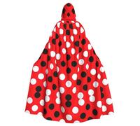 RRhgipp Mantello con cappuccio rosso bianco a pois lungo mantello triste mietitore vampiro strega carnevale Halloween mago costume 147,3 cm