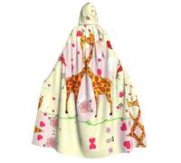 RRhgipp Mantello con cappuccio unisex lungo con cappuccio da giraffa, cuore, fiore, farfalla, mantello da vampiro, strega, costume da strega, 150 cm