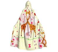 RRhgipp Mantello con cappuccio unisex lungo con cappuccio da giraffa, cuore, fiore, farfalla, mantello da vampiro, strega, costume da strega, 150 cm
