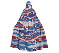 RRhgipp Mantello con cappuccio unisex lungo con cappuccio, mantello da vampiro da strega con stelle patriottiche, per adulti, 150 cm